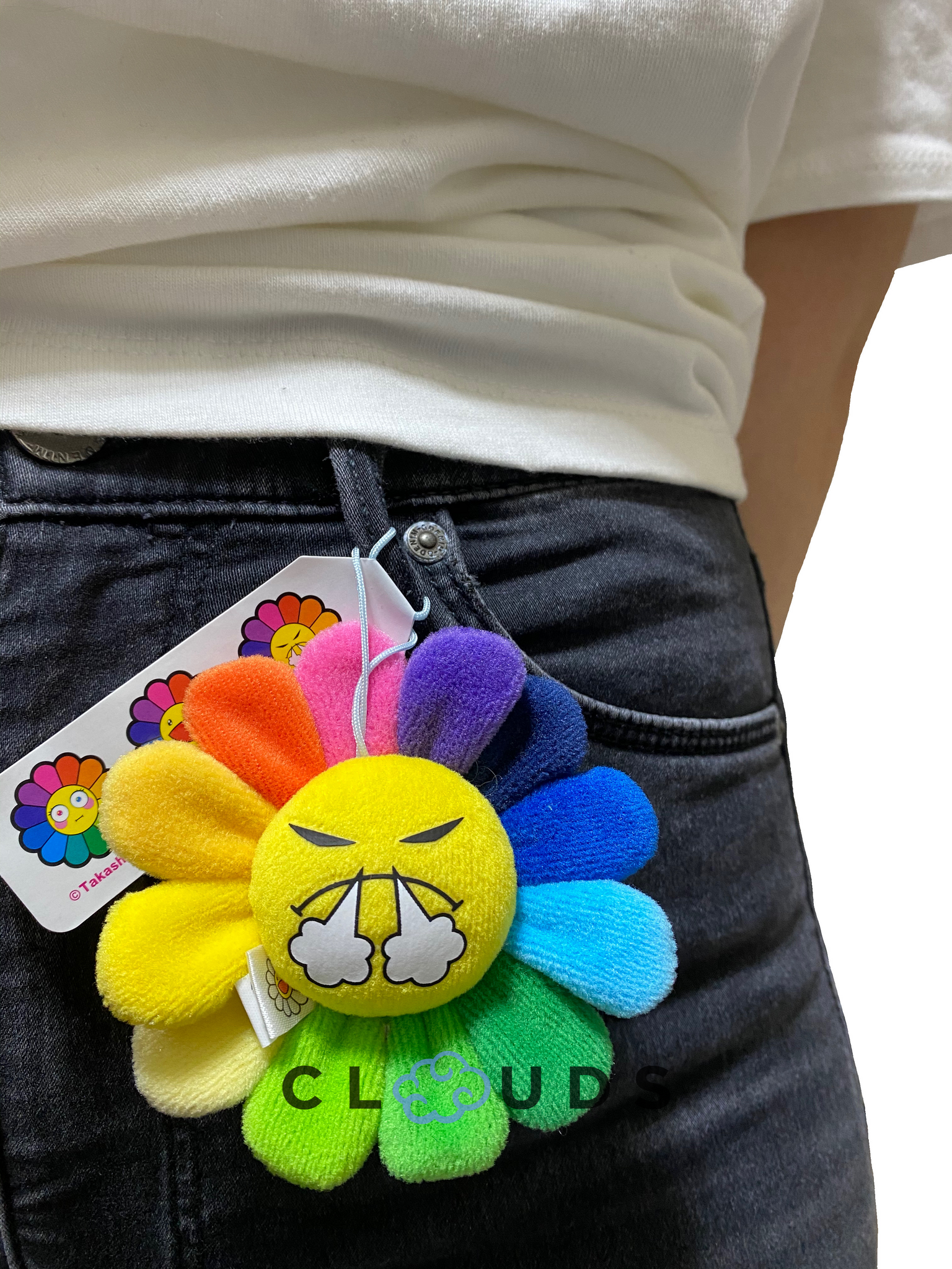  Takashi Murakami Flower Keychain Flower Emoji Keychain B :  Clothing, Shoes & Jewelry